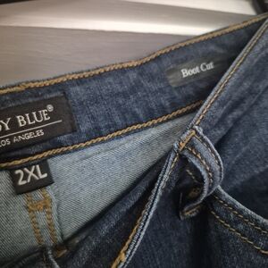 Judy Blue Dark Wash Boot Cut Jeans - Blue with Tan Stitching